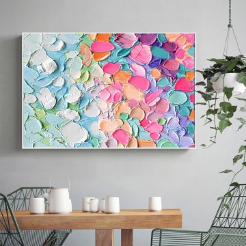  abstracta Pintura - Pétalos de colores de neón abstractos de Palette Knife arte de pared minimalismo